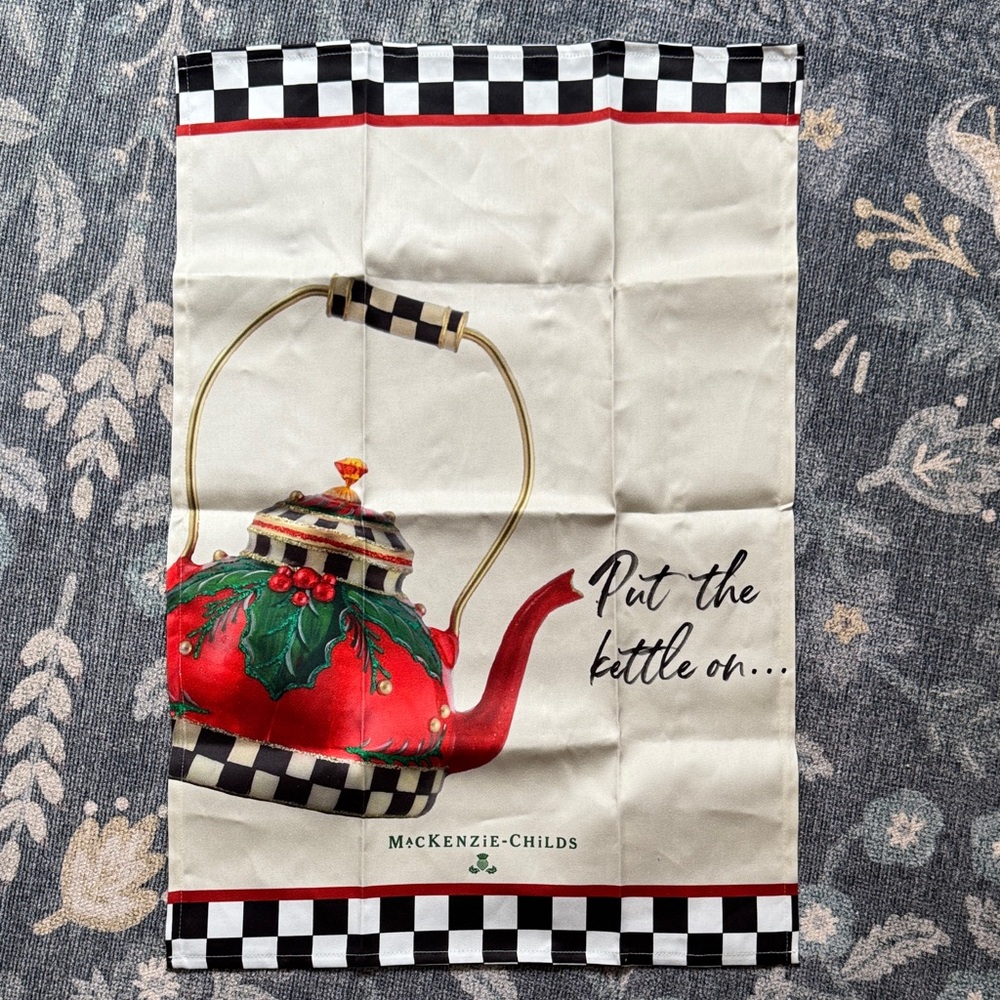 MacKenzie-Childs Festive Red Teapot Towel